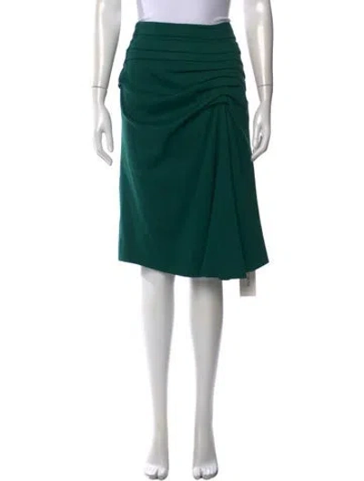 Pre-owned Escada Virgin Wool Midi Length Skirt In Green