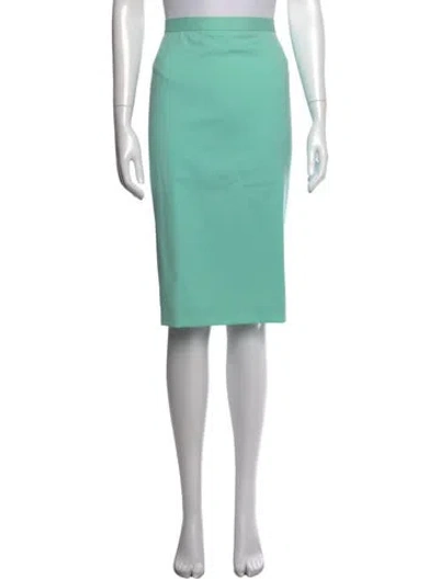 Pre-owned Escada Virgin Wool Midi Length Skirt In Green