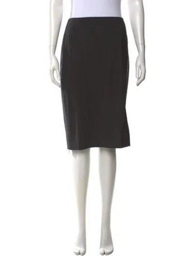 Pre-owned Escada Virgin Wool Midi Length Skirt In Grey