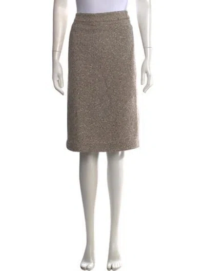 Pre-owned Escada Virgin Wool Midi Length Skirt In Neutrals