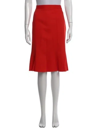 Pre-owned Escada Virgin Wool Midi Length Skirt In Orange