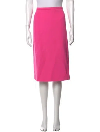 Pre-owned Escada Virgin Wool Midi Length Skirt In Pink