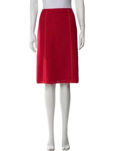 Pre-owned Escada Virgin Wool Midi Length Skirt In Red