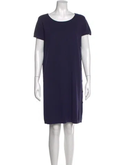 Pre-owned Escada Virgin Wool Mini Dress In Blue
