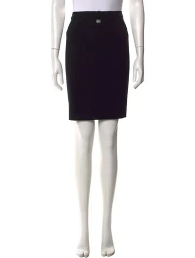 Pre-owned Escada Virgin Wool Mini Skirt In Black