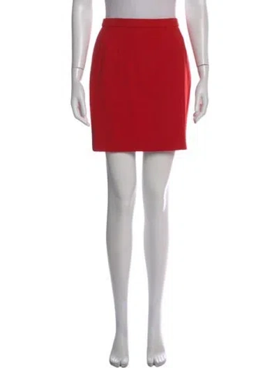 Pre-owned Escada Virgin Wool Mini Skirt In Red