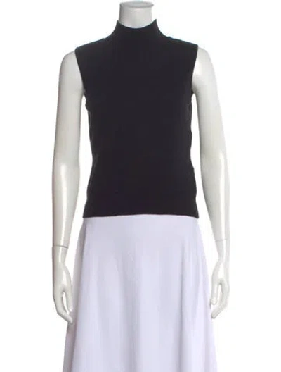 Pre-owned Escada Virgin Wool Mock Neck Sweater In Black