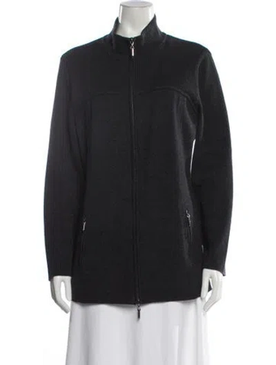 Pre-owned Escada Virgin Wool Mock Neck Sweater In Gray