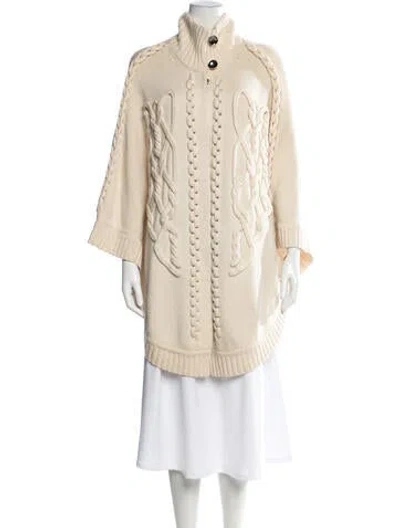 Pre-owned Escada Virgin Wool Mock Neck Sweater In Neutrals