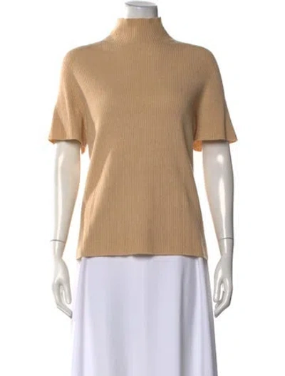 Pre-owned Escada Virgin Wool Mock Neck Sweater In Neutrals