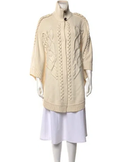 Pre-owned Escada Virgin Wool Mock Neck Sweater In Neutrals