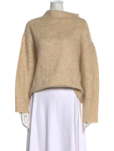 Pre-owned Escada Virgin Wool Mock Neck Sweater In Neutrals