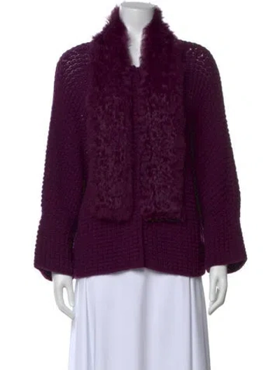 Pre-owned Escada Virgin Wool Mock Neck Sweater In Purple