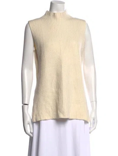 Pre-owned Escada Virgin Wool Mock Neck Top In Neutral