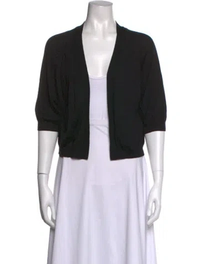 Pre-owned Escada Virgin Wool Open Front Sweater In Black