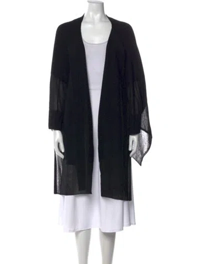 Pre-owned Escada Virgin Wool Open Front Sweater In Black