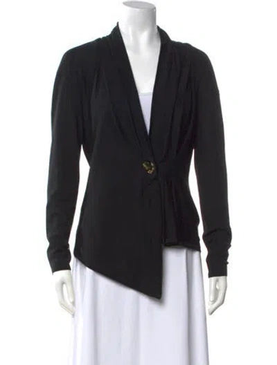 Pre-owned Escada Virgin Wool Open Front Sweater In Black