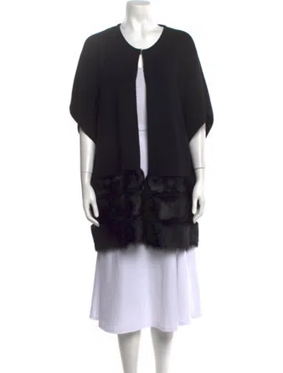 Pre-owned Escada Virgin Wool Open Front Sweater In Black