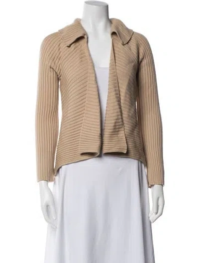 Pre-owned Escada Virgin Wool Open Front Sweater In Multicolor