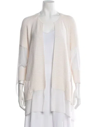 Pre-owned Escada Virgin Wool Open Front Sweater In Neutral