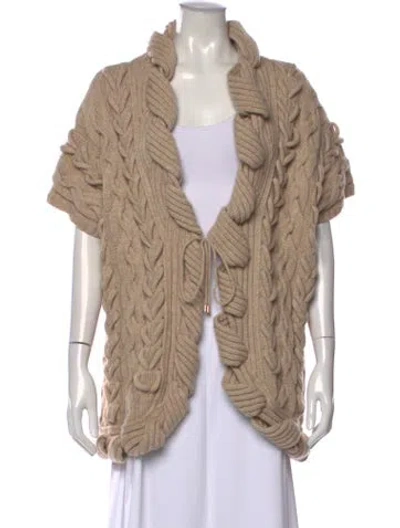 Pre-owned Escada Virgin Wool Open Front Sweater In Neutral