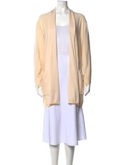 Pre-owned Escada Virgin Wool Open Front Sweater In Neutrals