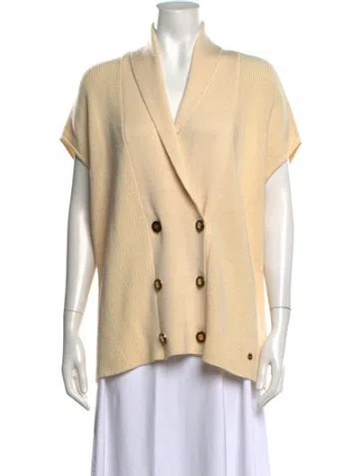Pre-owned Escada Virgin Wool Open Front Sweater In Neutrals