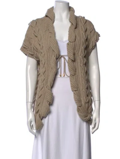 Pre-owned Escada Virgin Wool Open Front Sweater In Neutrals