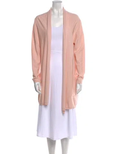 Pre-owned Escada Virgin Wool Open Front Sweater In Pink