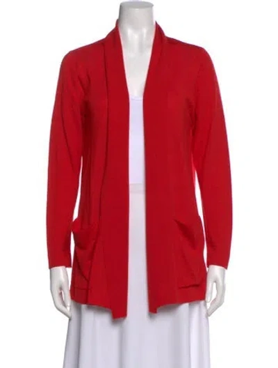Pre-owned Escada Virgin Wool Open Front Sweater In Red