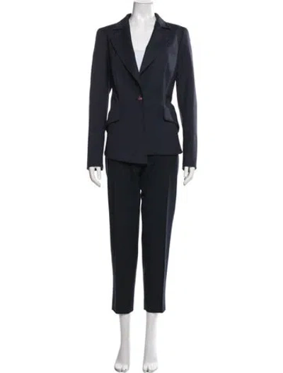 Pre-owned Escada Virgin Wool Pantsuit In Black/blue