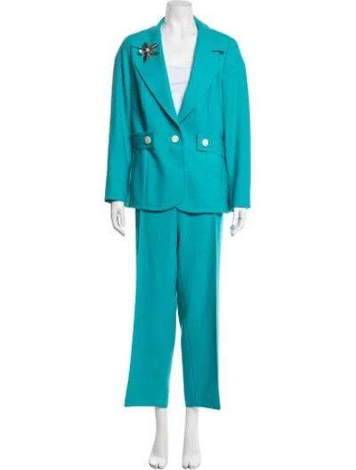 Pre-owned Escada Virgin Wool Pantsuit In Blue