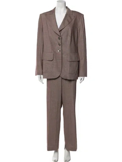 Pre-owned Escada Virgin Wool Pantsuit In Brown