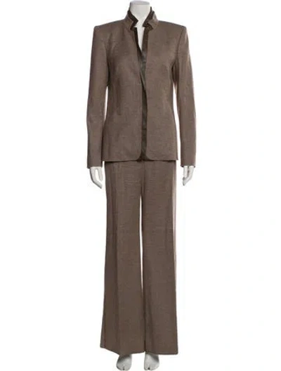 Pre-owned Escada Virgin Wool Pantsuit In Brown
