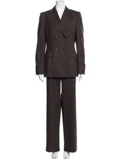 Pre-owned Escada Virgin Wool Pantsuit In Brown
