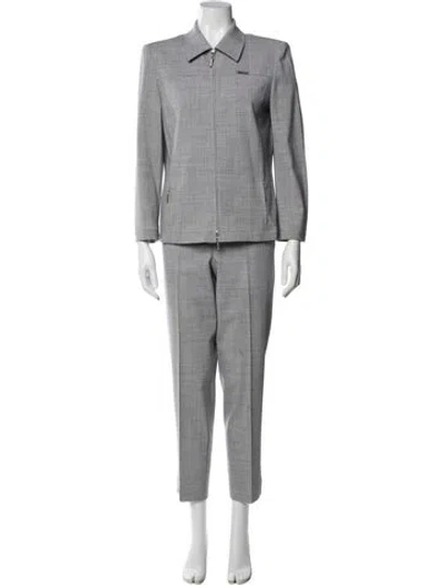 Pre-owned Escada Virgin Wool Pantsuit In Gray