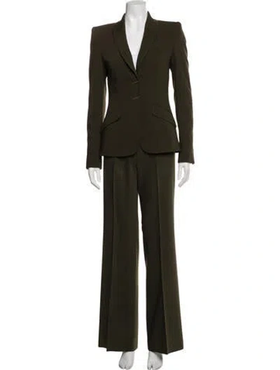 Pre-owned Escada Virgin Wool Pantsuit In Green