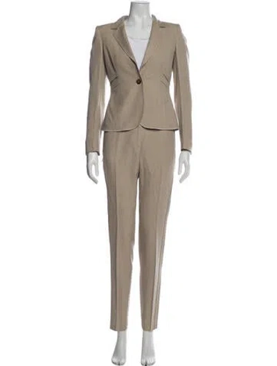 Pre-owned Escada Virgin Wool Pantsuit In Neutral