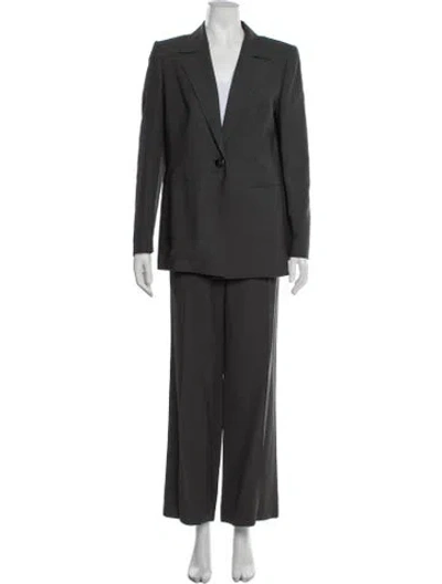 Pre-owned Escada Virgin Wool Pantsuit W/ Tags In Grey