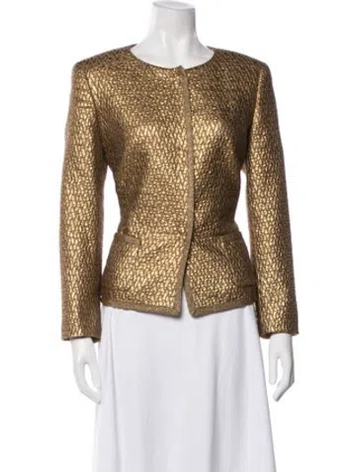 Pre-owned Escada Virgin Wool Patterned Blazer In Gold