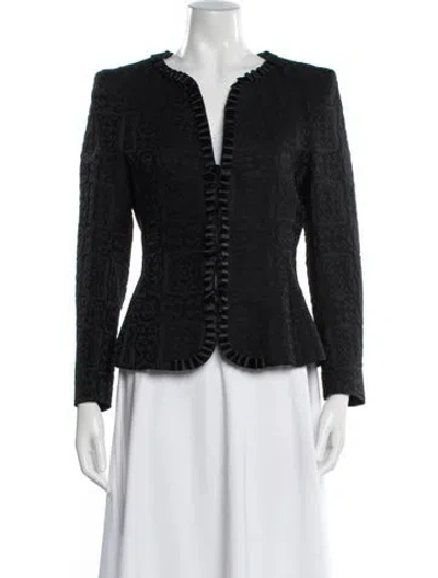 Pre-owned Escada Virgin Wool Patterned Blazer In Gray