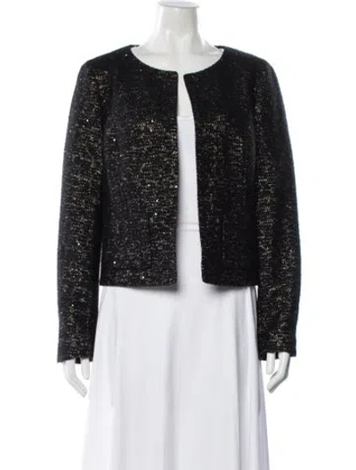 Pre-owned Escada Virgin Wool Patterned Jacket In Black