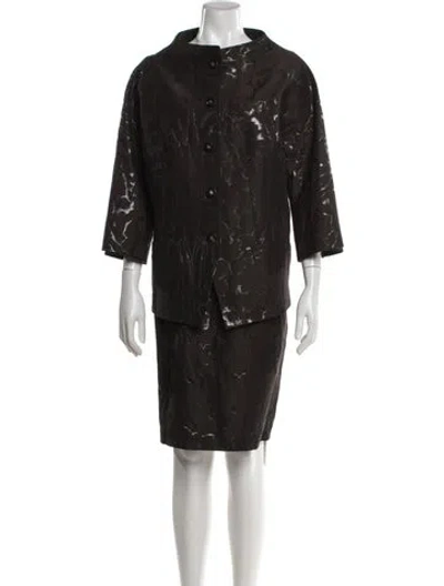 Pre-owned Escada Virgin Wool Patterned Skirt Suit In Brown