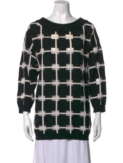 Pre-owned Escada Virgin Wool Patterned Sweater In Black
