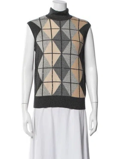 Pre-owned Escada Virgin Wool Patterned Sweater In Gray