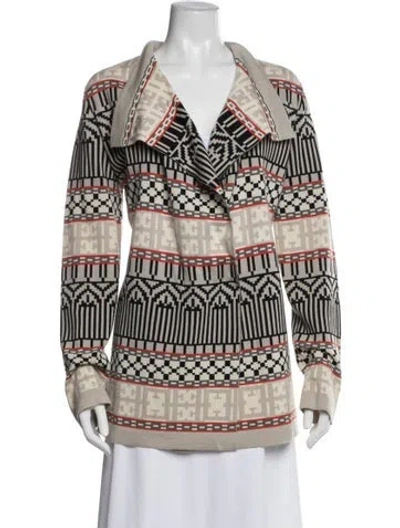 Pre-owned Escada Virgin Wool Patterned Sweater In Neutral
