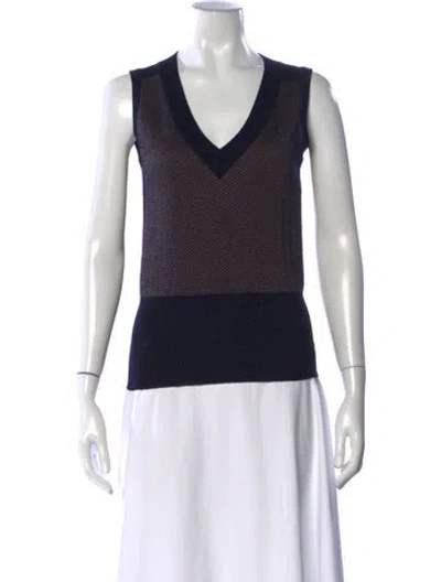 Pre-owned Escada Virgin Wool Patterned Top In Black