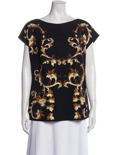 Pre-owned Escada Virgin Wool Patterned Top In Blue
