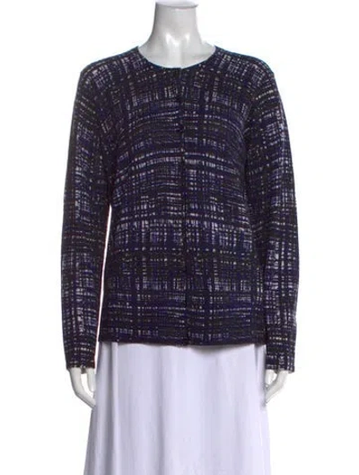 Pre-owned Escada Virgin Wool Patterned Top In Blue