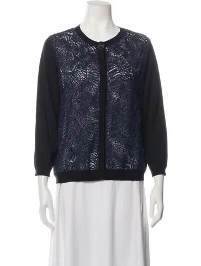 Pre-owned Escada Virgin Wool Patterned Top In Blue